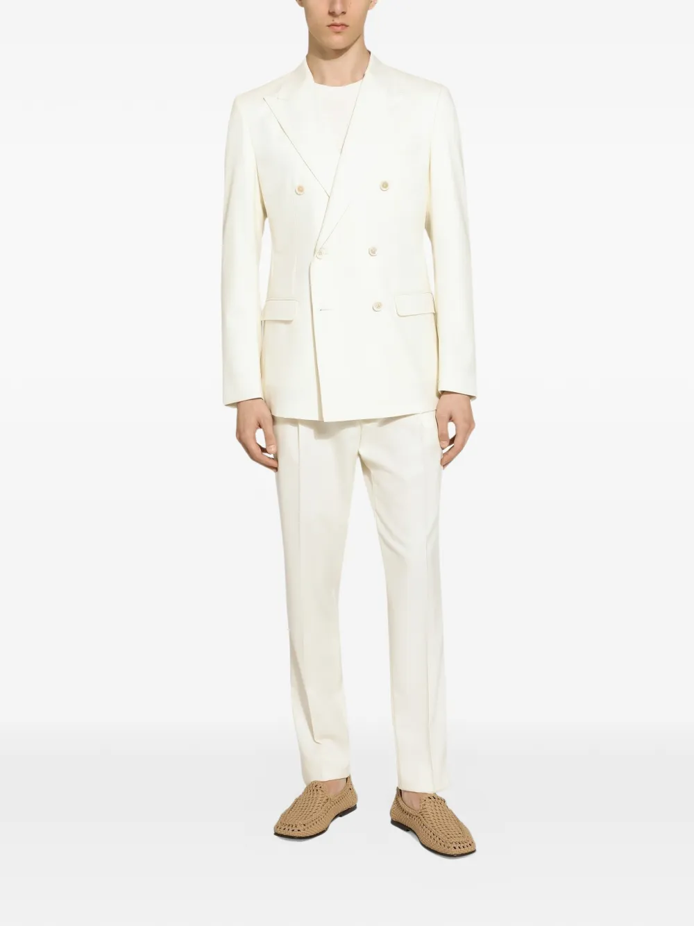 Dolce & Gabbana Zijden jacquard rondehalstrui met DG-logo Beige