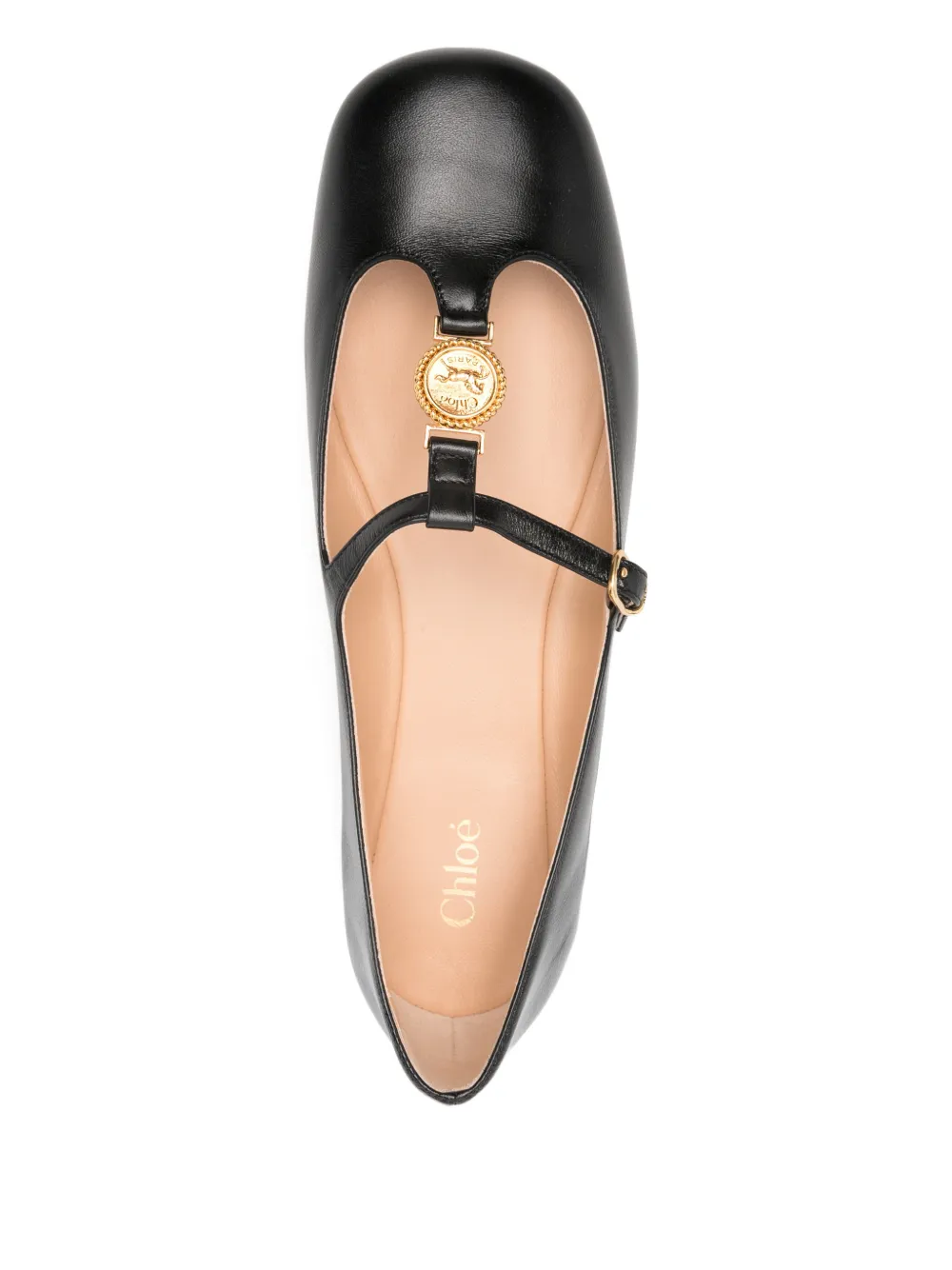 Chloé logo-medal ballet flats Zwart