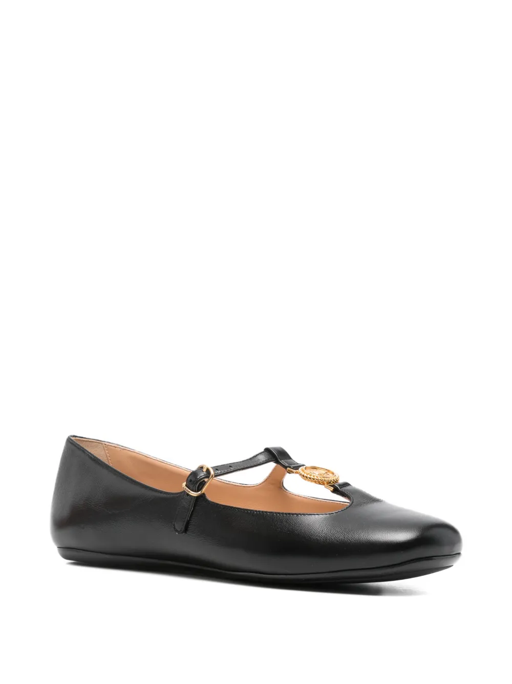 Chloé logo-medal ballet flats - Zwart