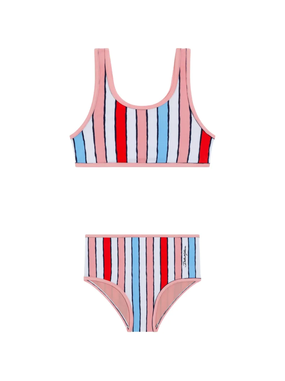 Dolce & Gabbana Kids Costume intero a righe - Bianco