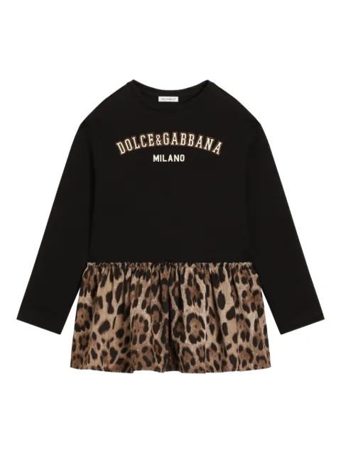 Dolce & Gabbana Kids vestido con motivo de leopardo y volantes