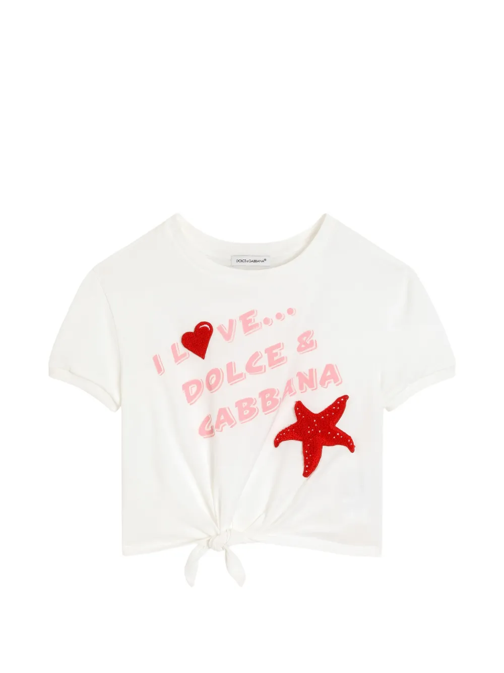 Dolce & Gabbana Kids tie front embellished T-shirt - Bianco