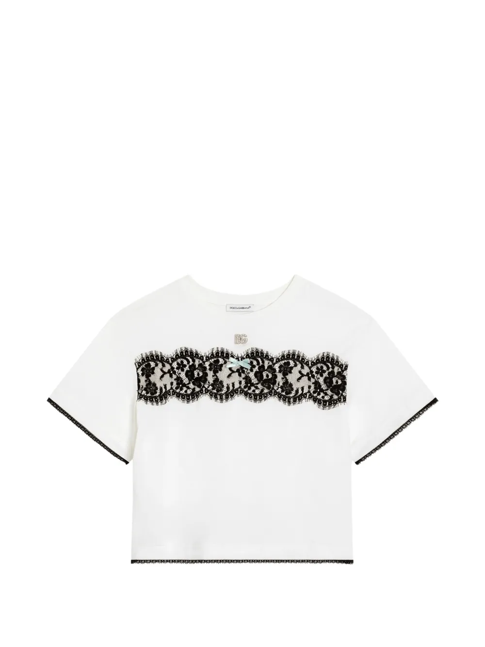 Dolce & Gabbana Kids lace-trim T-shirt - Bianco