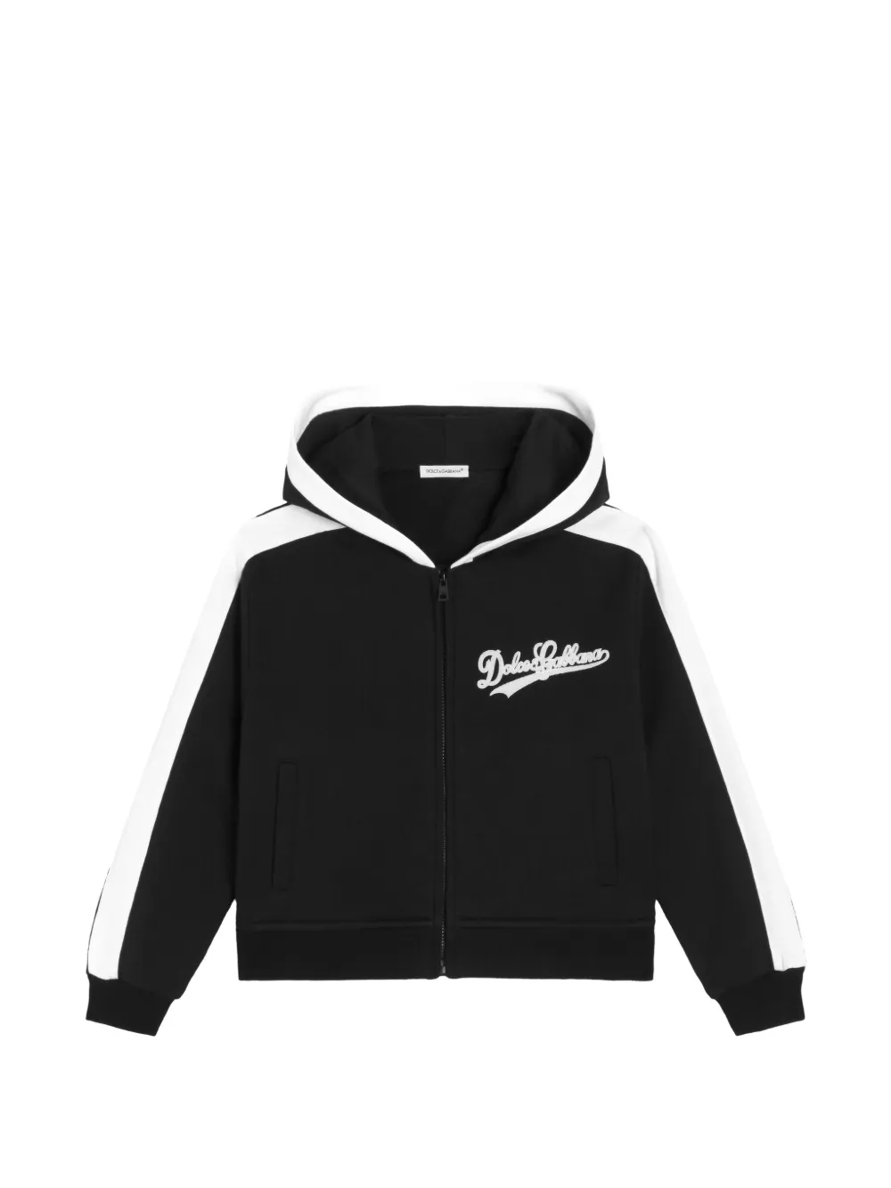 Dolce & Gabbana Kids Top a righe con cappuccio - Nero