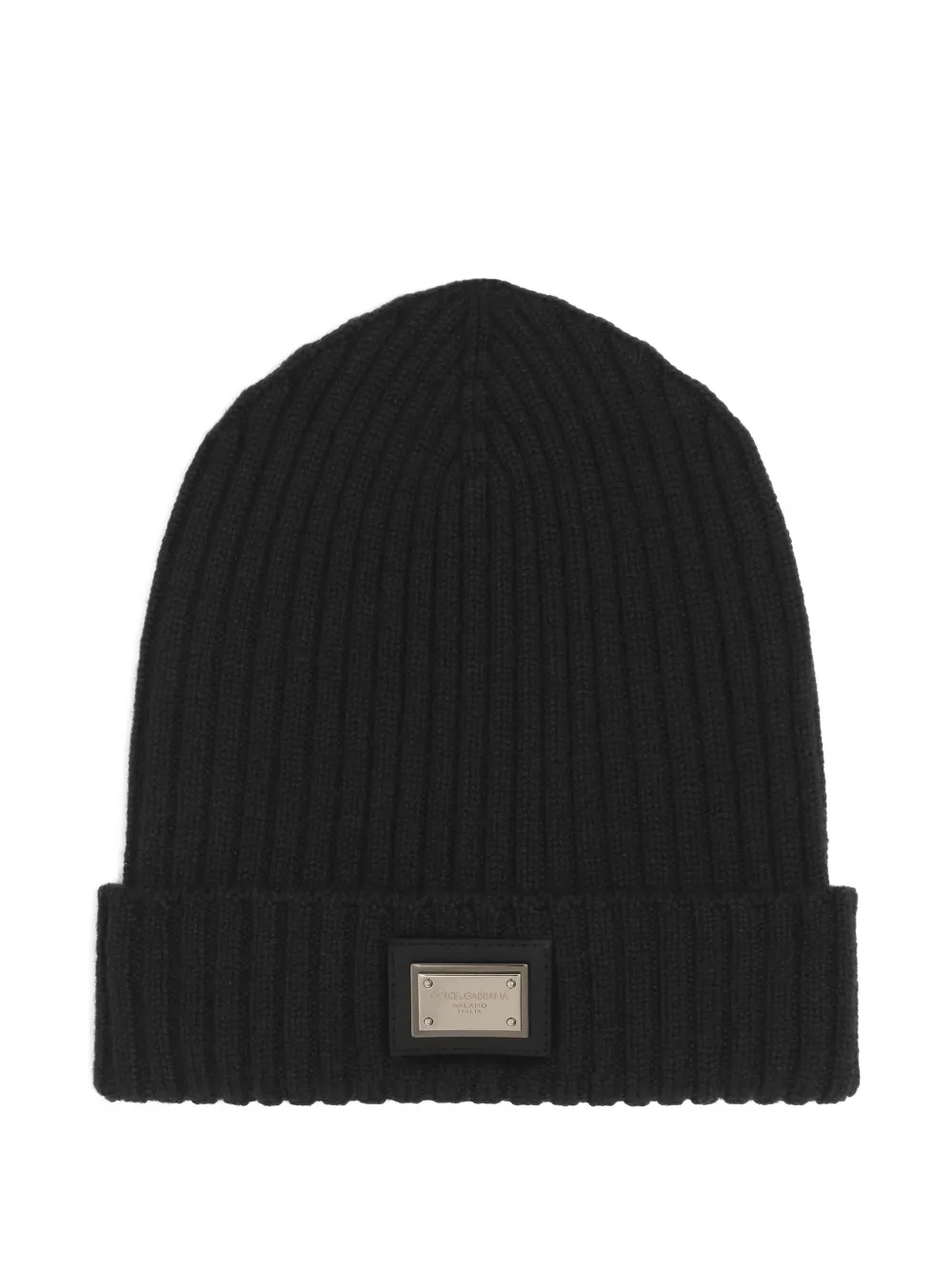 Dolce & Gabbana Kids ribbed logo-plaque beanie hat - Nero