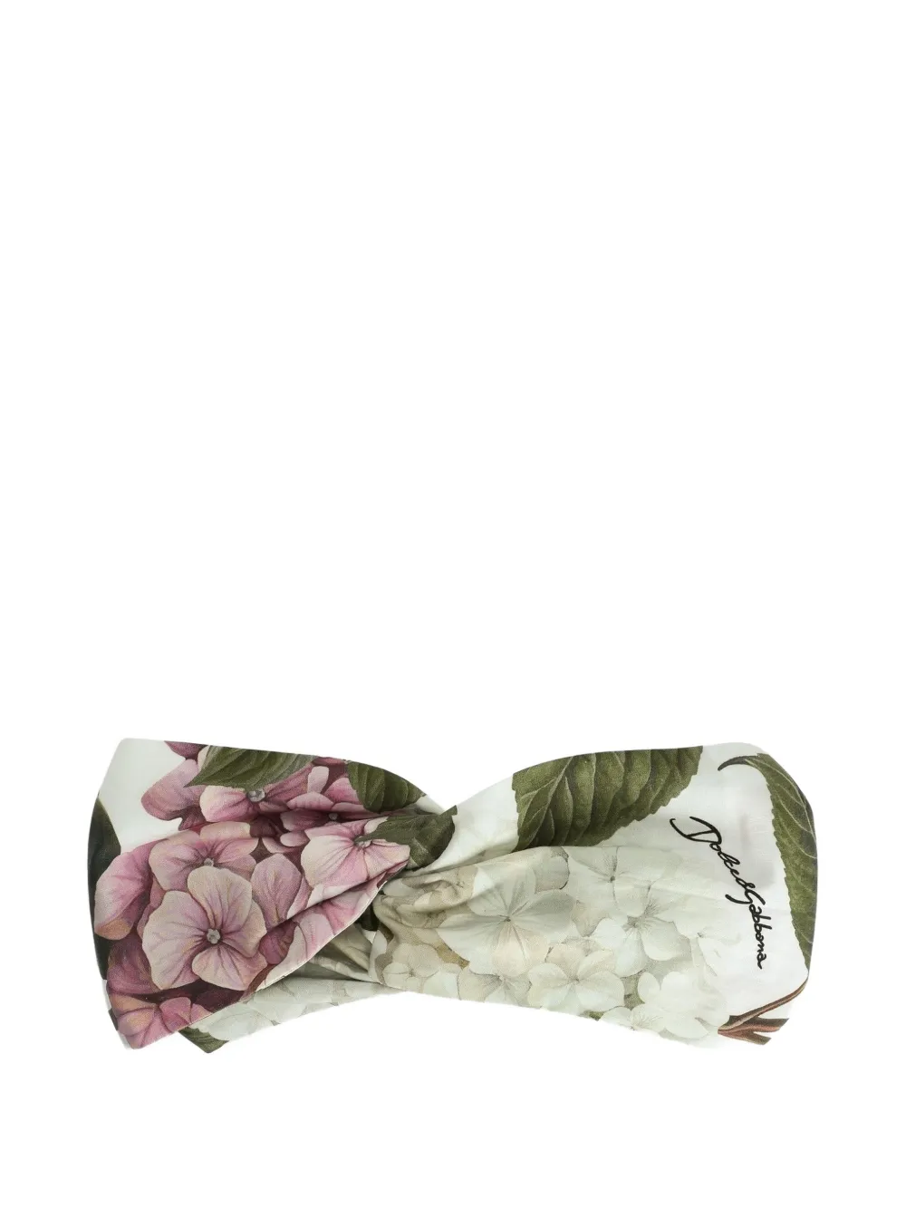 Dolce & Gabbana Kids Hydrangea-print braided poplin headband - White