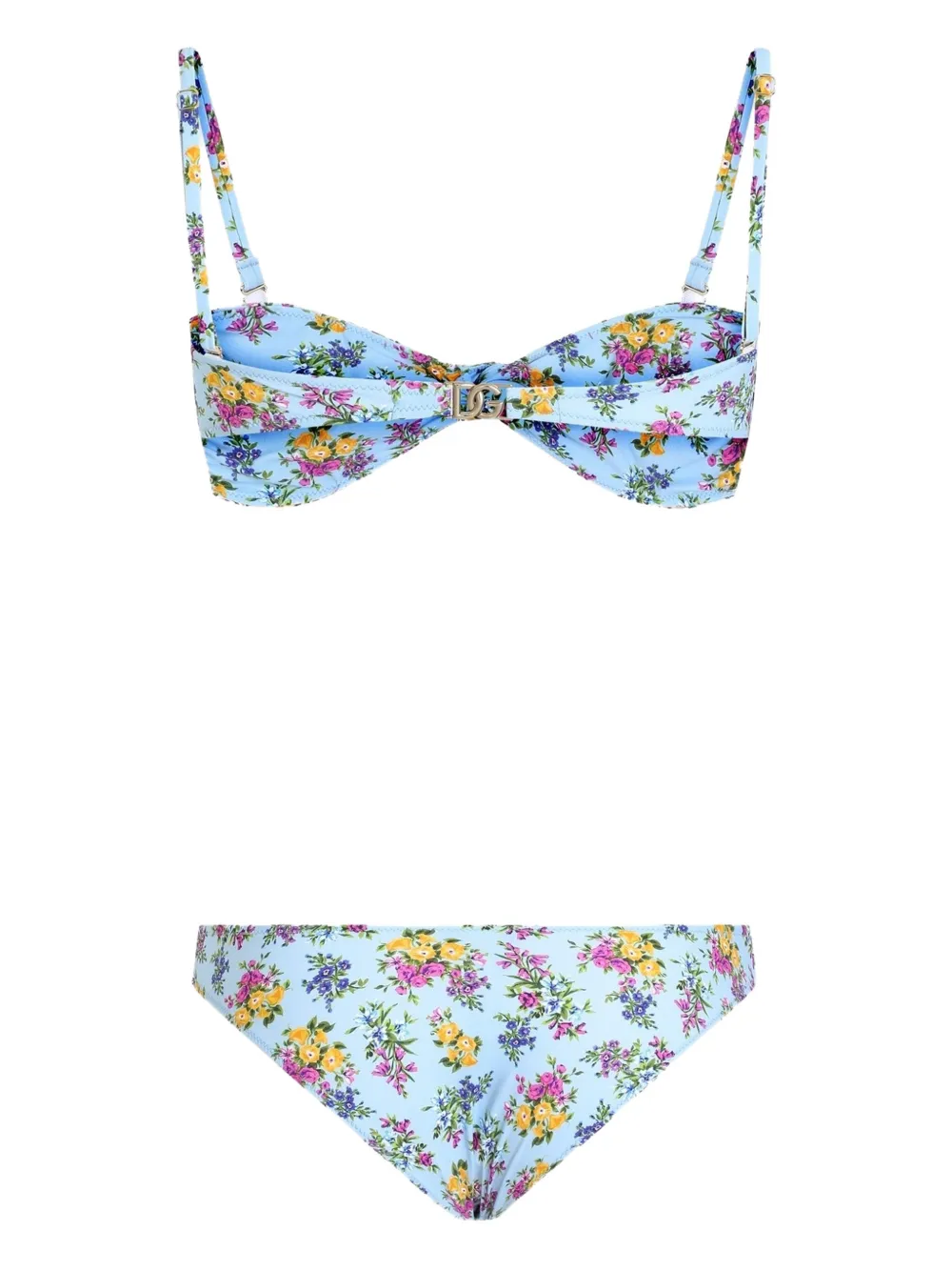 Dolce & Gabbana Gedraaide bikini met bloemenprint Blauw