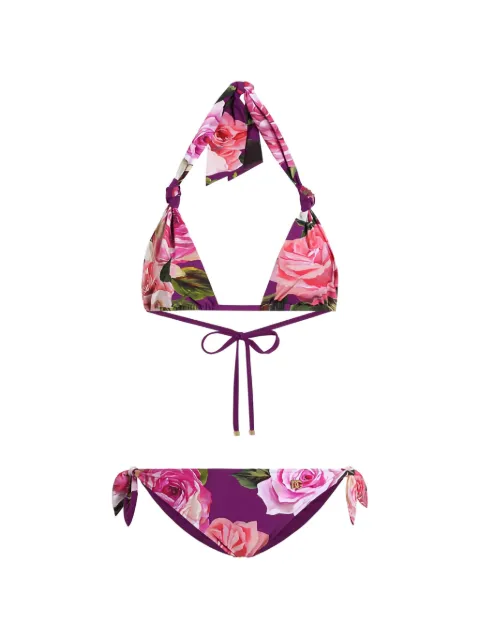 Dolce & Gabbana Rose-print triangle bikini