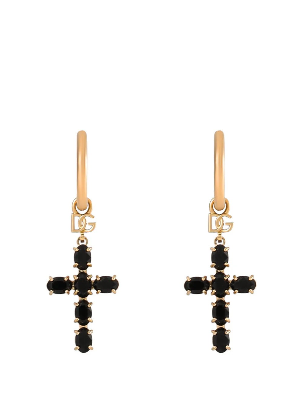 Dolce & Gabbana Creole earrings with crystal cross - Oro