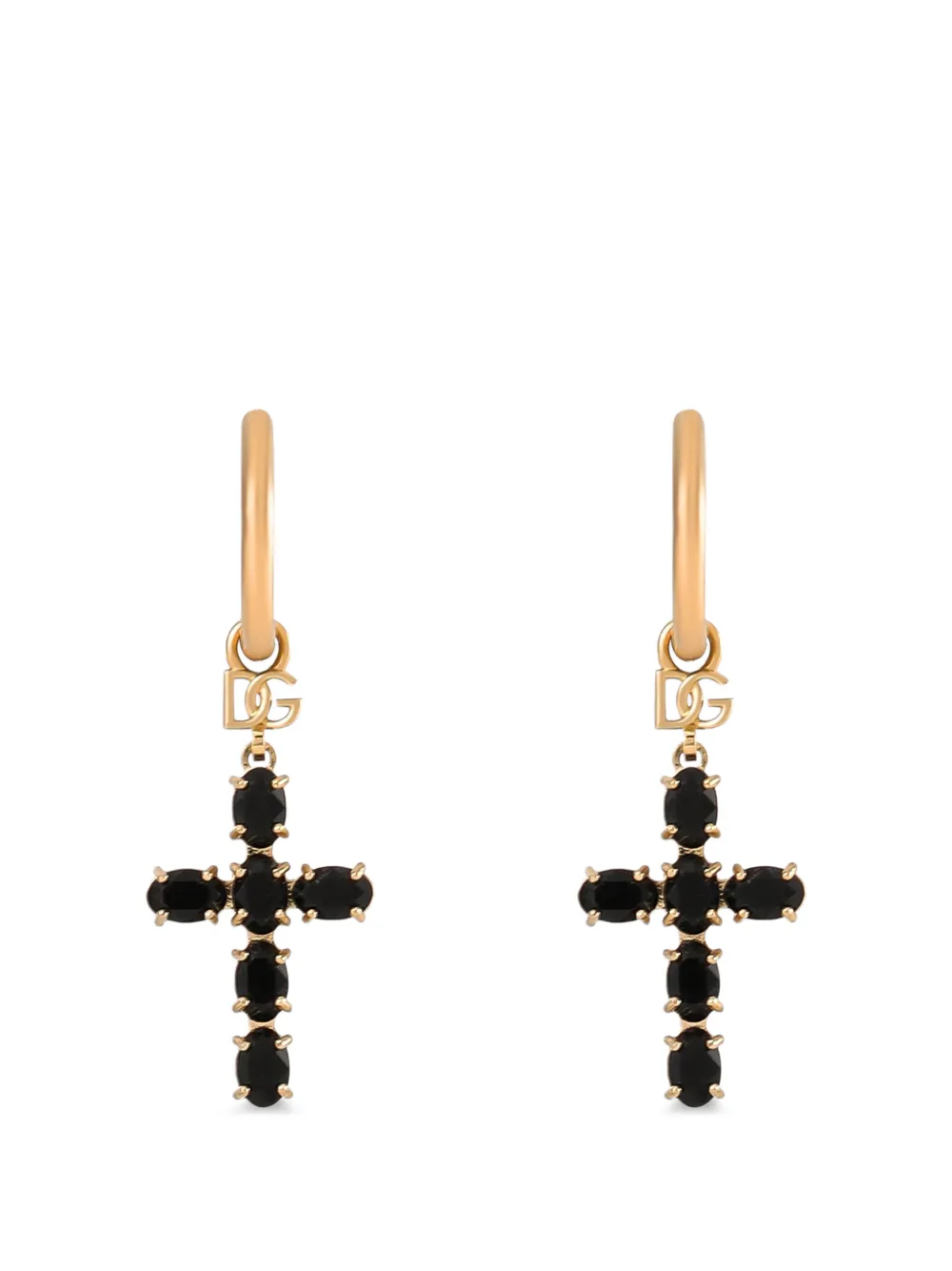 Dolce & Gabbana Creole earrings with crystal cross - Oro