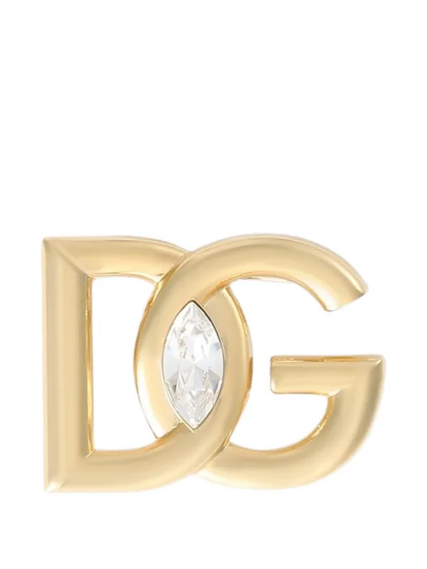 ドルチェアンドガッバーナ　ブローチ　ロゴ　ストーン　ゴールド Dolce & Gabbana ラインストーン ブローチ | ゴールドトーン | FARFETCH JP