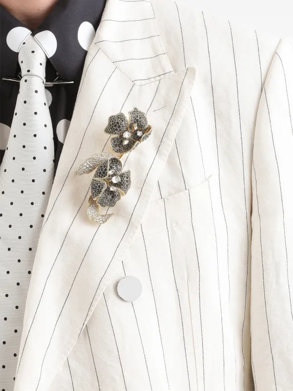 Dolce & Gabbana フラワー ラインストーン ブローチ | ゴールドトーン