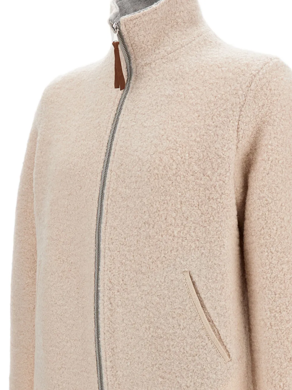 ALPE PIANO Bouclé jack met hoge kraag Beige