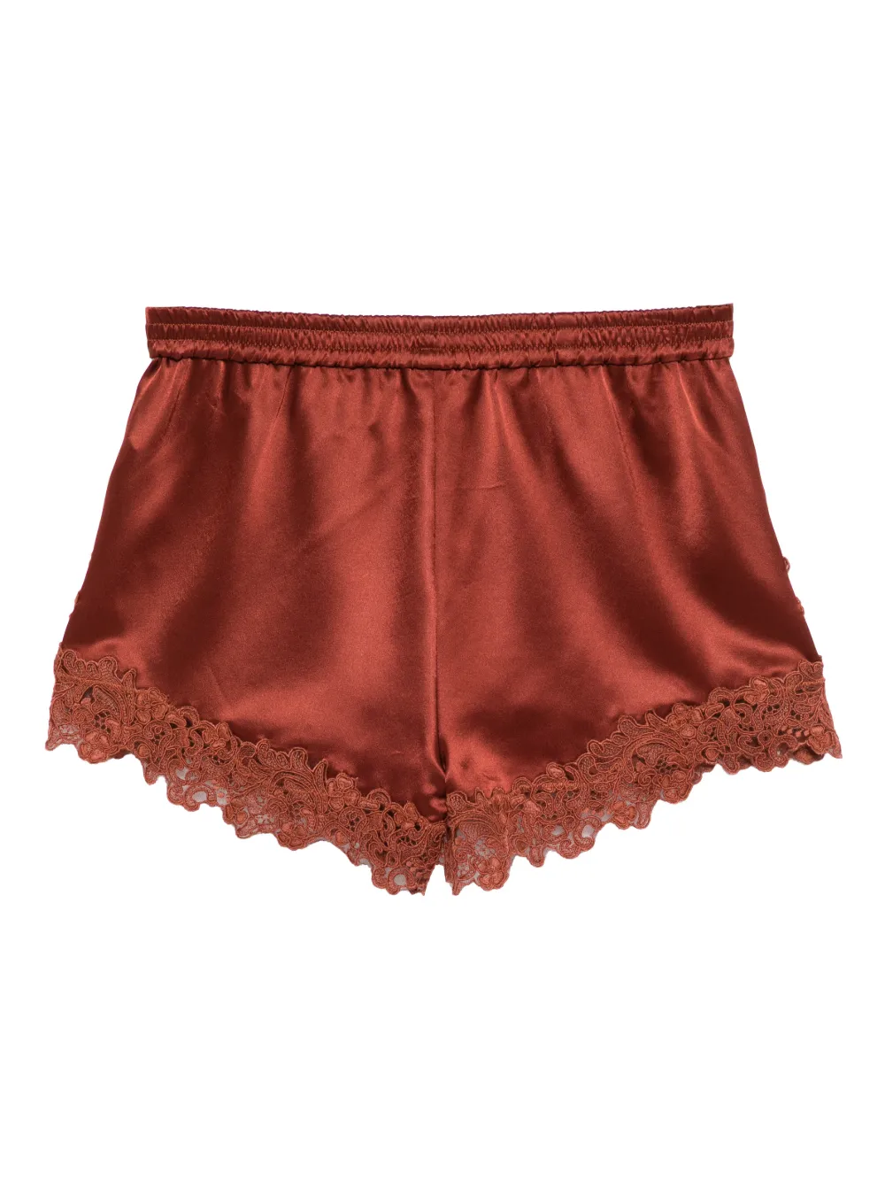 Cynthia Rowley Shorts satinati con ricamo - Marrone