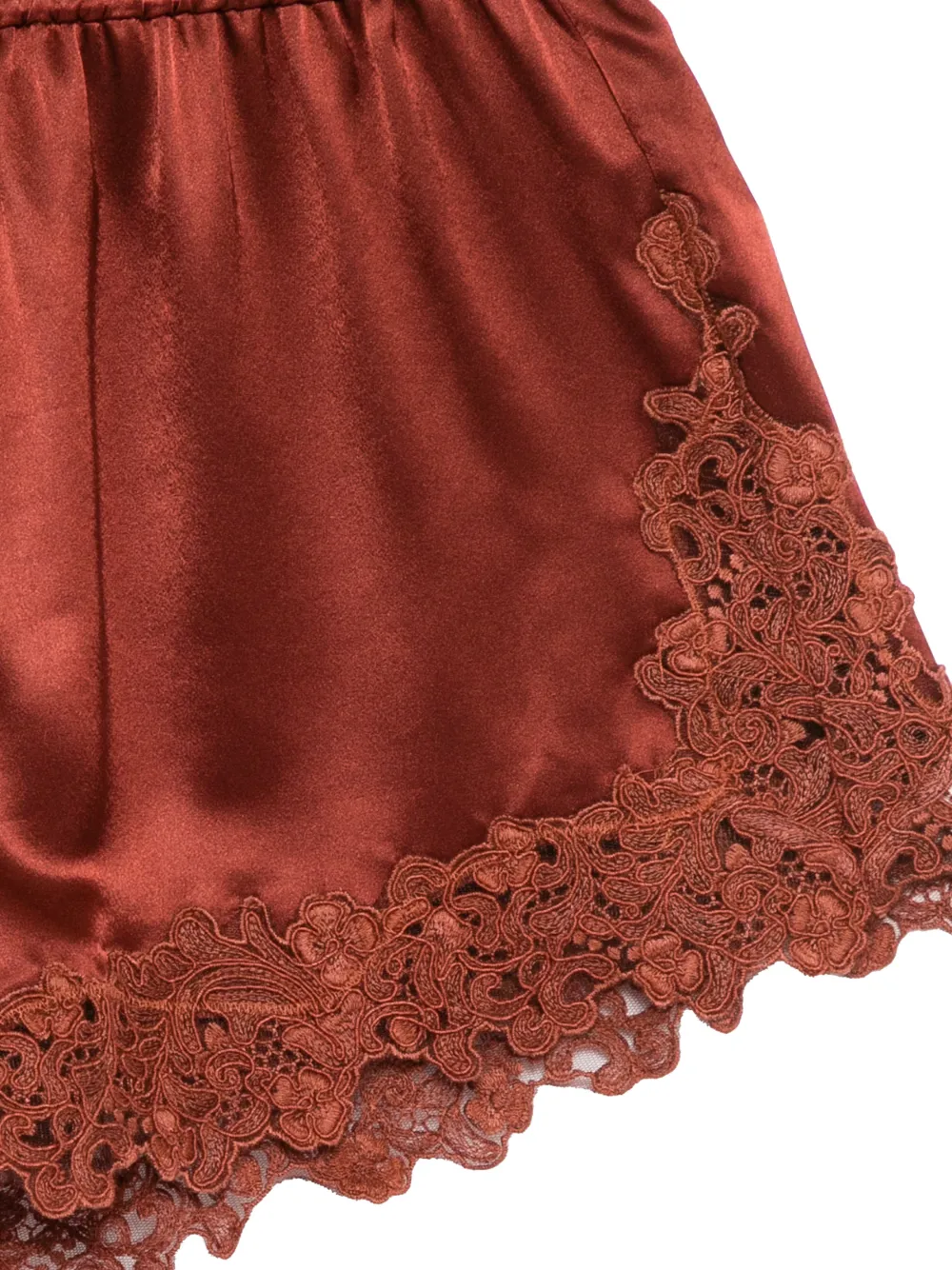  Cynthia Rowley Embroidered Satin Shorts - Brown 