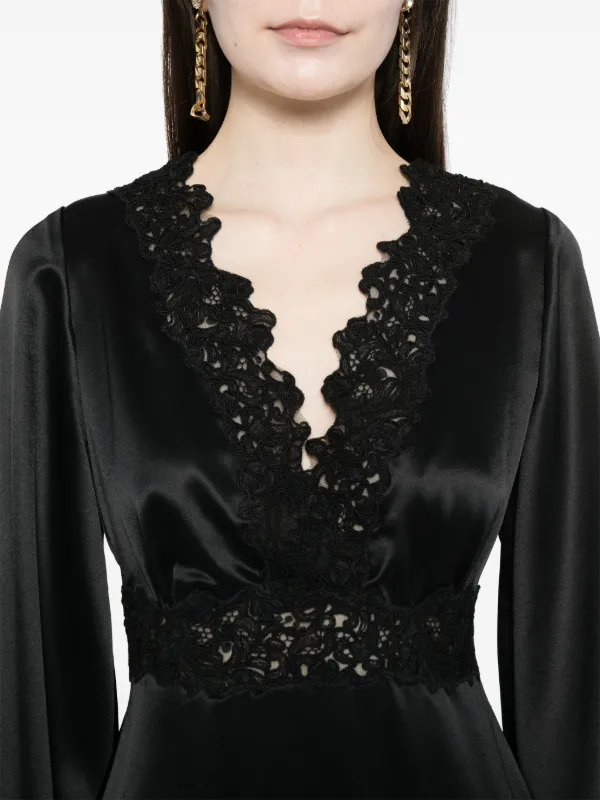cynthia rowley black lace dress Cynthia Rowley | Satin Lace Mini Dress, (Black, Size 10)