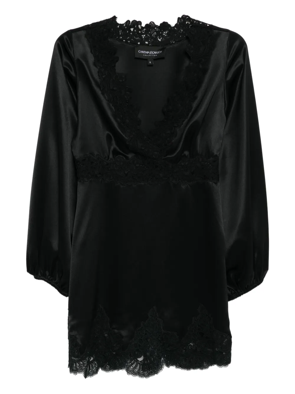 Cynthia Rowley Abito corto con inserti in pizzo - Nero