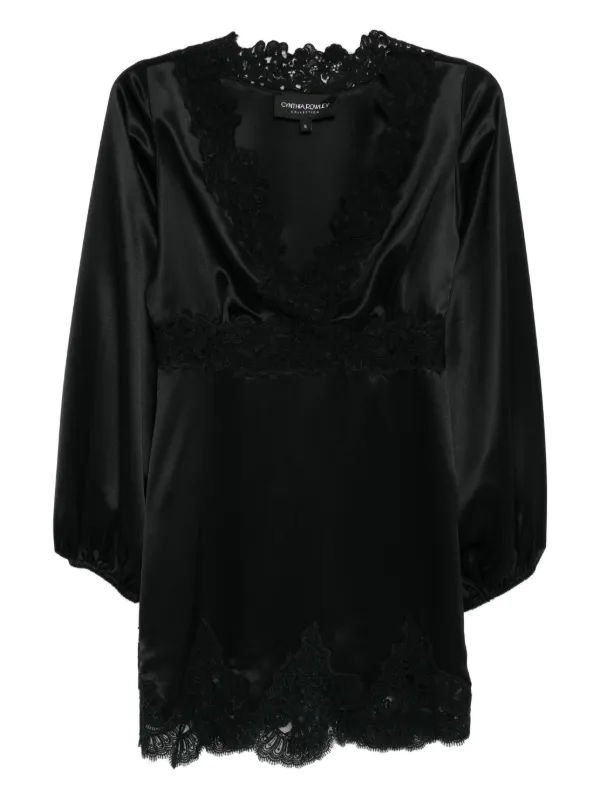 cynthia rowley black silk dress Garbo Silky Lace Dress