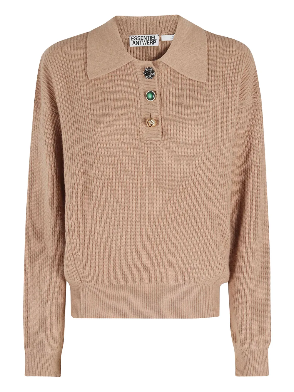 Essentiel Antwerp Button-fastening Collared Polo Sweater In Brown
