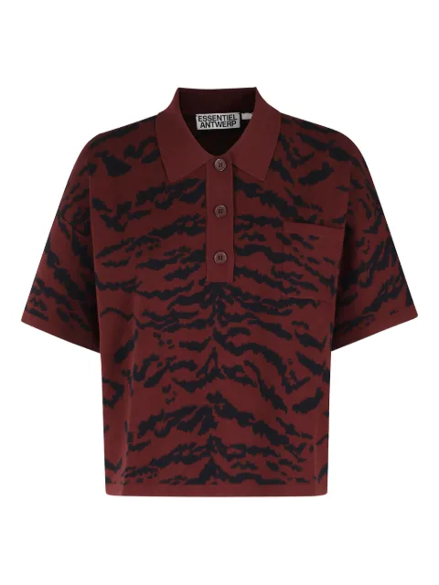 Essentiel Antwerp zebra print pocket polo top