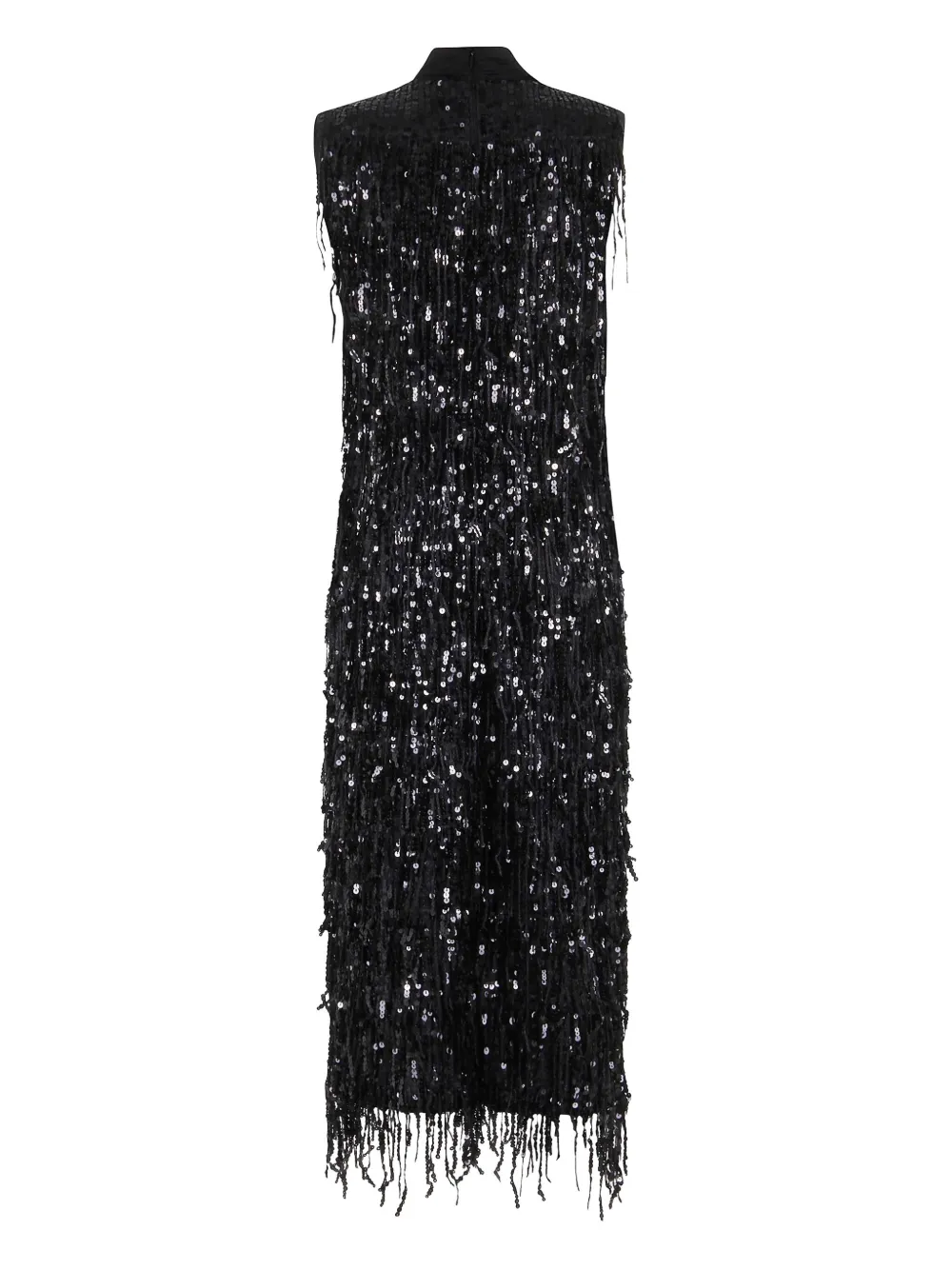 Isabelle Blanche sequinned fringed midi dress - Zwart