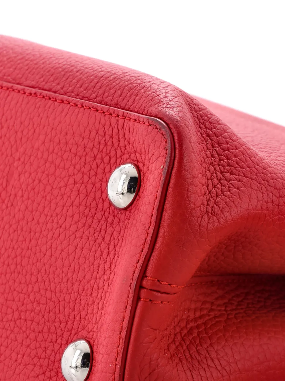 Pre-owned Louis Vuitton Capucines Bag Leather Pm Satchel In Red