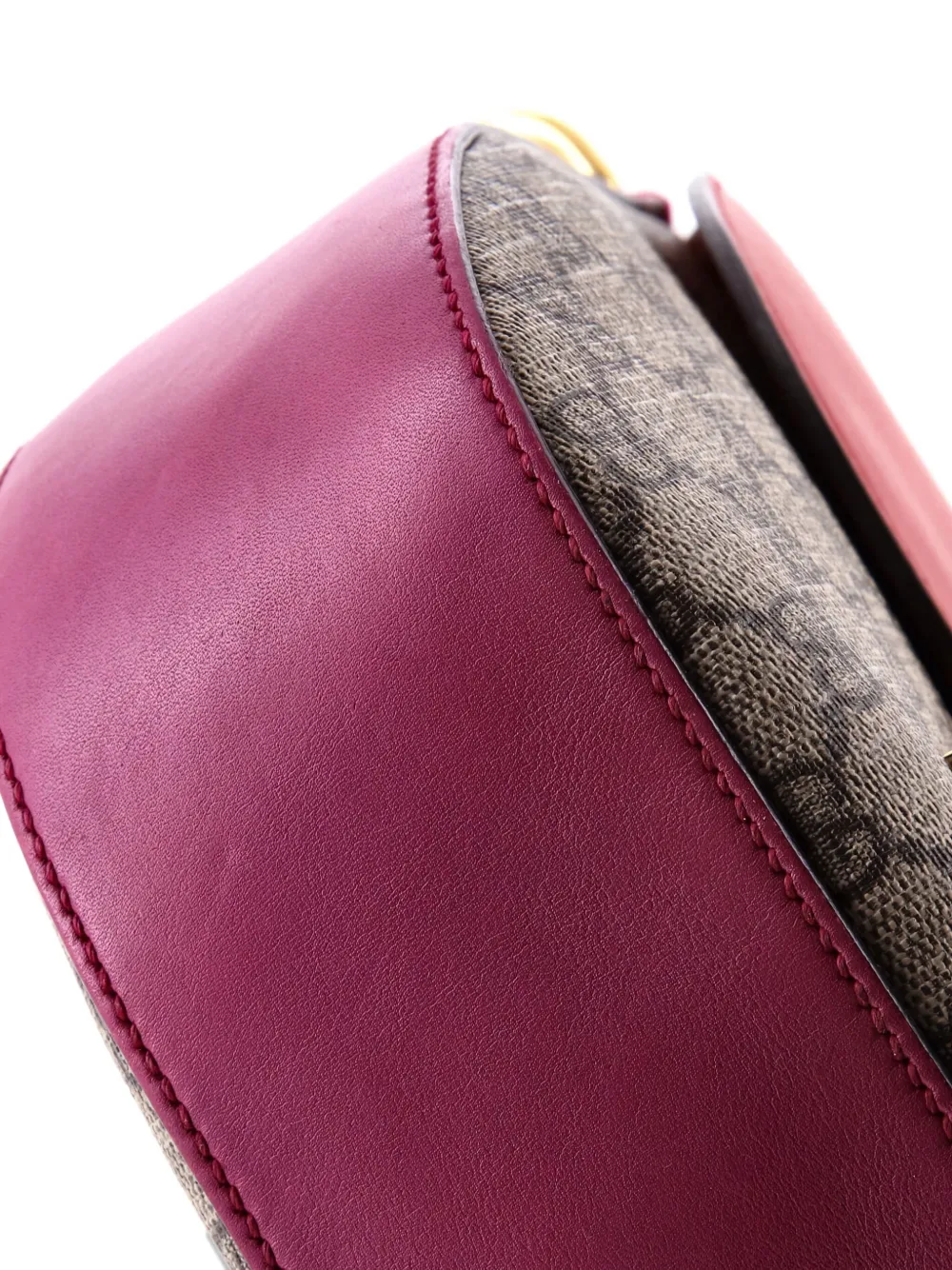 Pre-owned Gucci Padlock Saddle Shoulder Bag Gg Coated Canvas And Leather Medium Crossbody Bag In Red