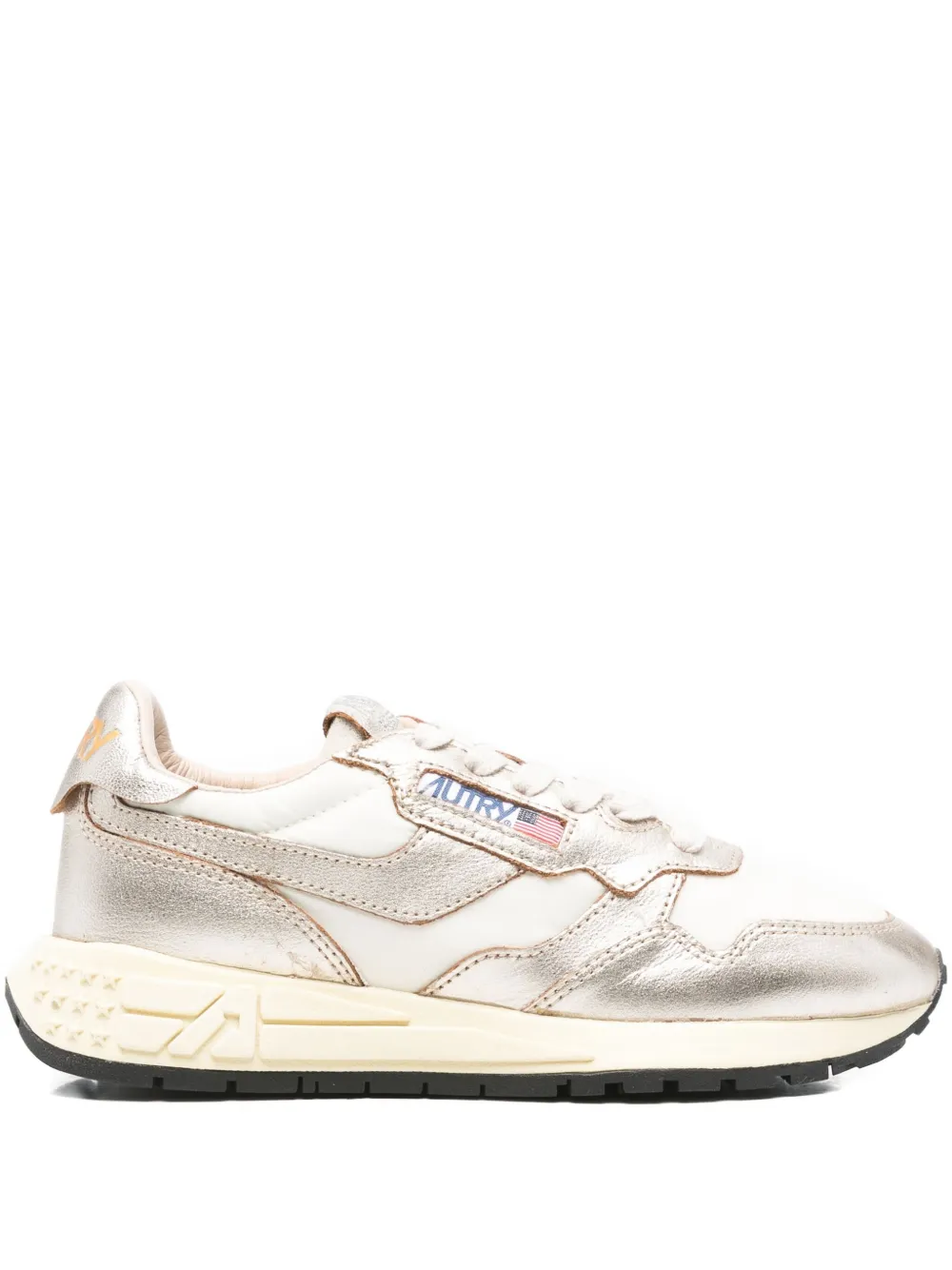 Autry Low Leather Sneakers In Gold