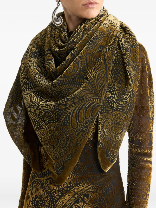 ETRO ペイズリー ベルベット ショール | グリーン | FARFETCH JP