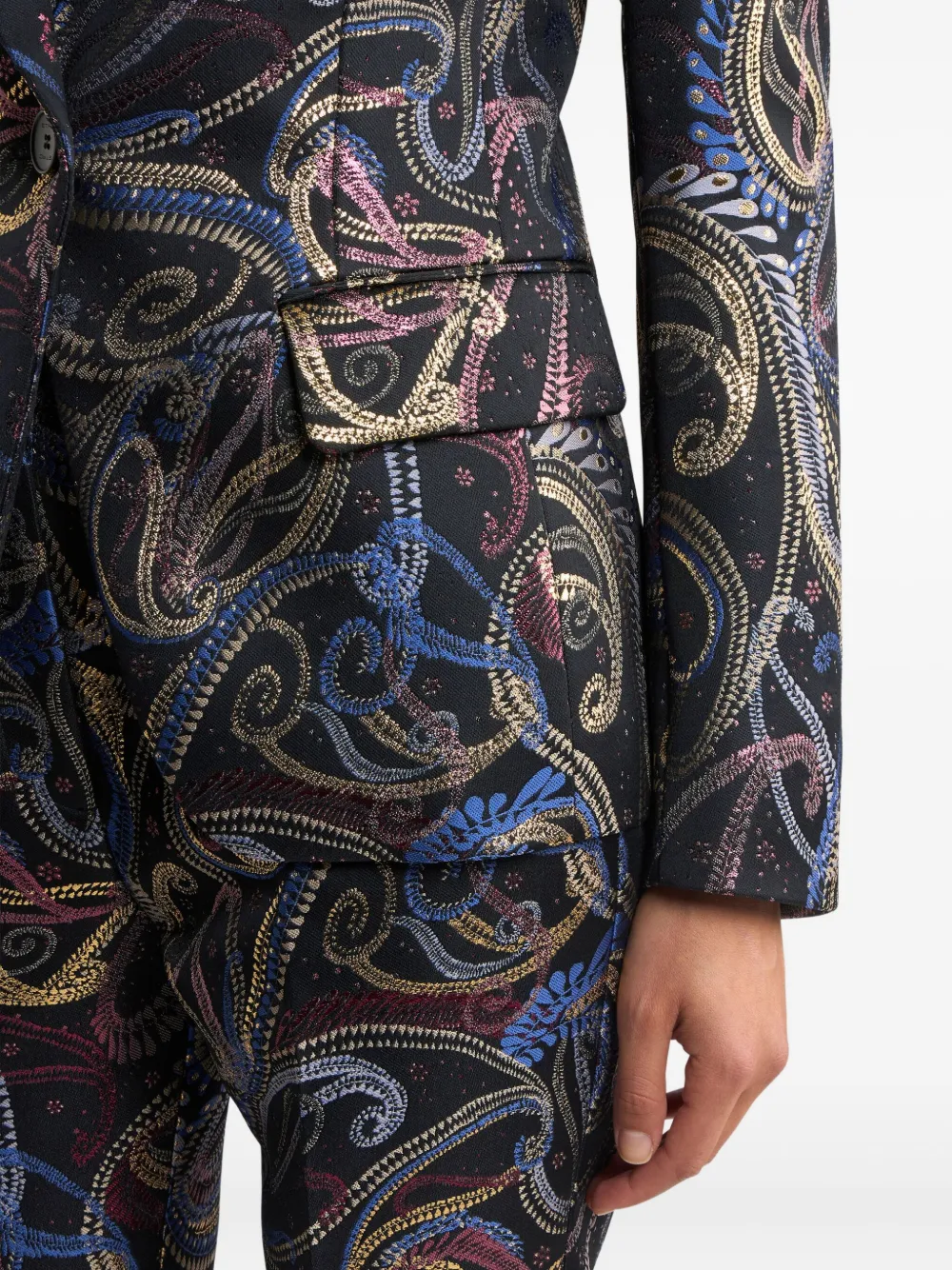 Etro Single-breasted Paisley Blazer In Black