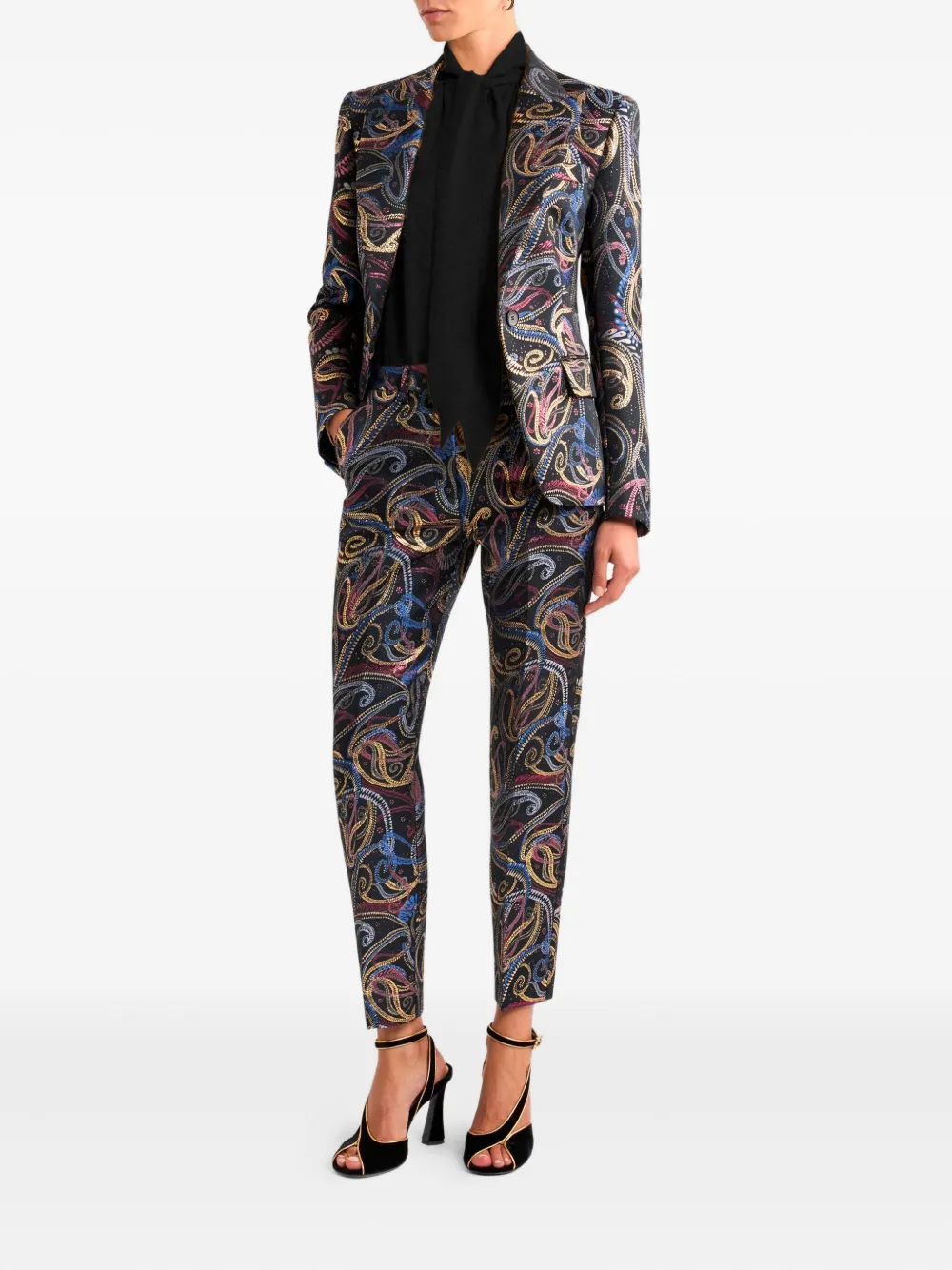 Etro Single-breasted Paisley Blazer In Black