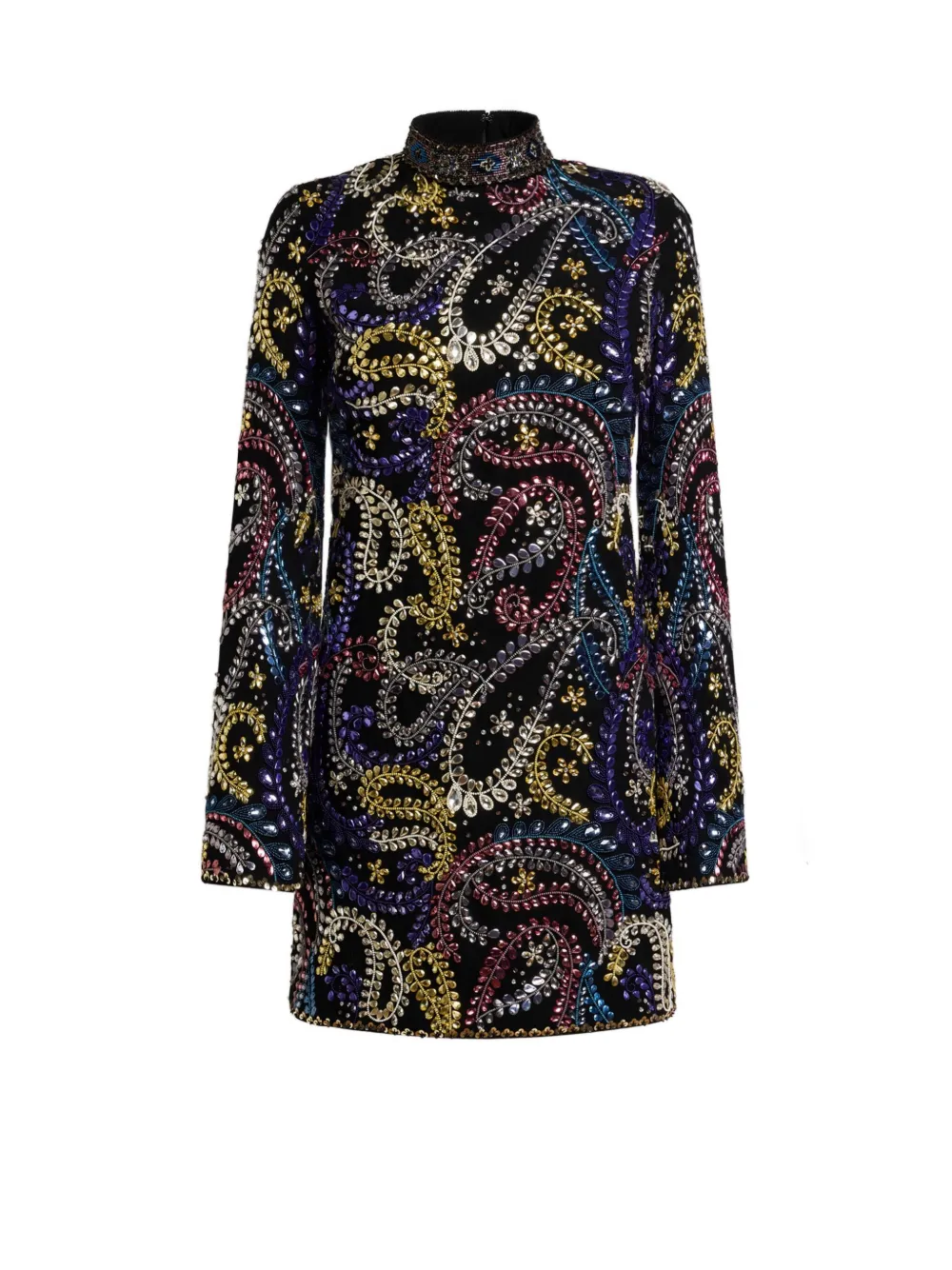 Etro Paisley-embroidered Mini Dress In Multi