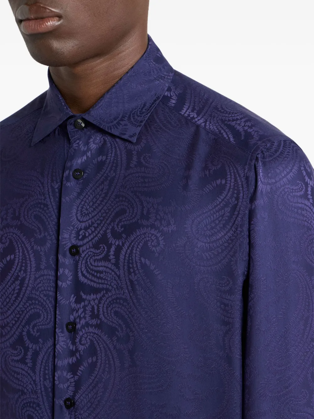ETRO Overhemd met paisley-patroon en jacquard Blauw