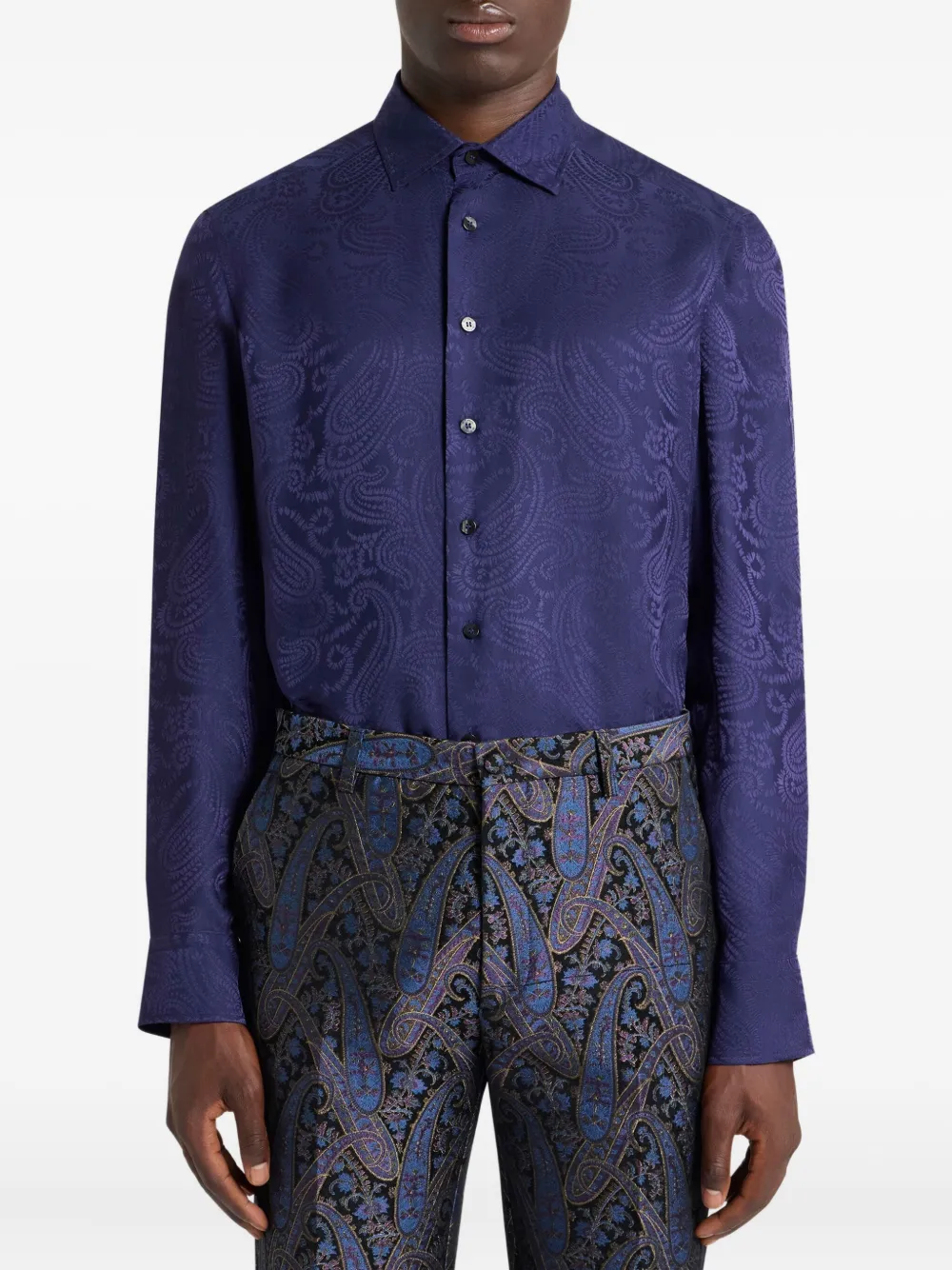ETRO Overhemd met paisley-patroon en jacquard Blauw