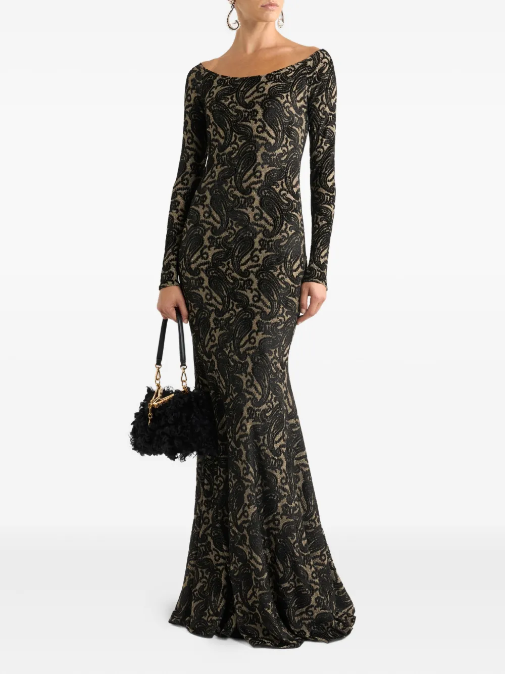 ETRO Maxi-jurk met paisley-jacquard - Zwart