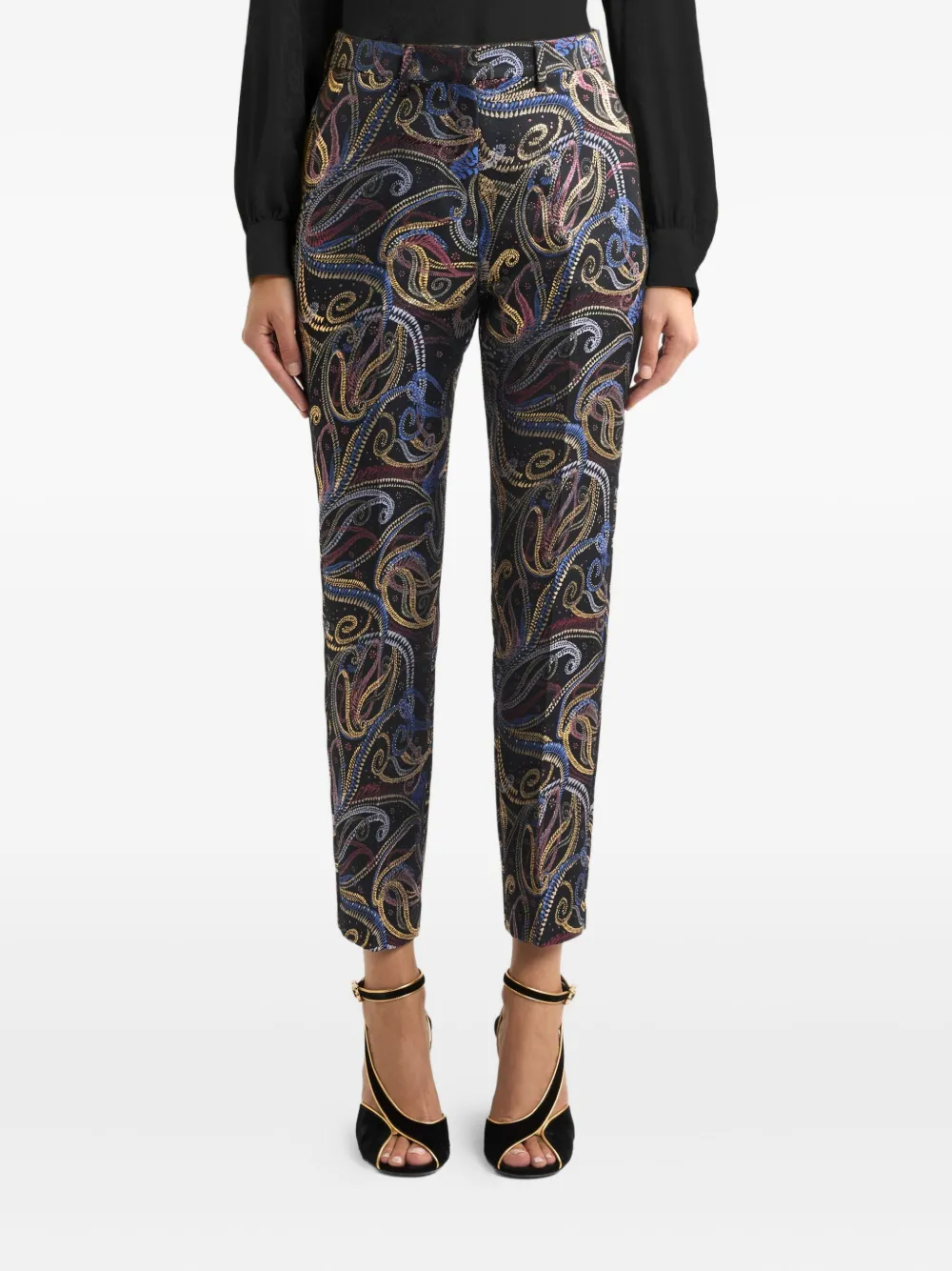 Etro Pressed Crease Paisley-motif Trousers In Multi
