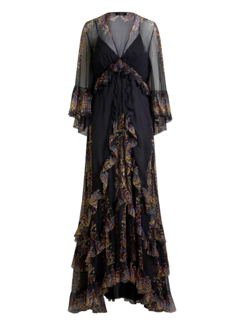 ETRO ruffled paisley foliage-print silk maxi dress