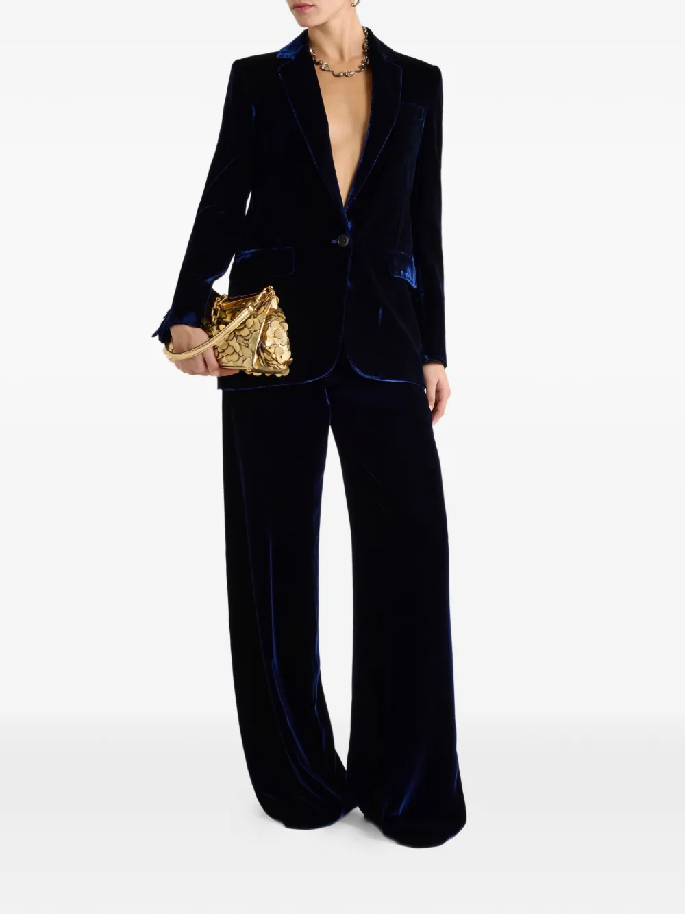 Etro Single-breasted Velvet Blazer In Blue