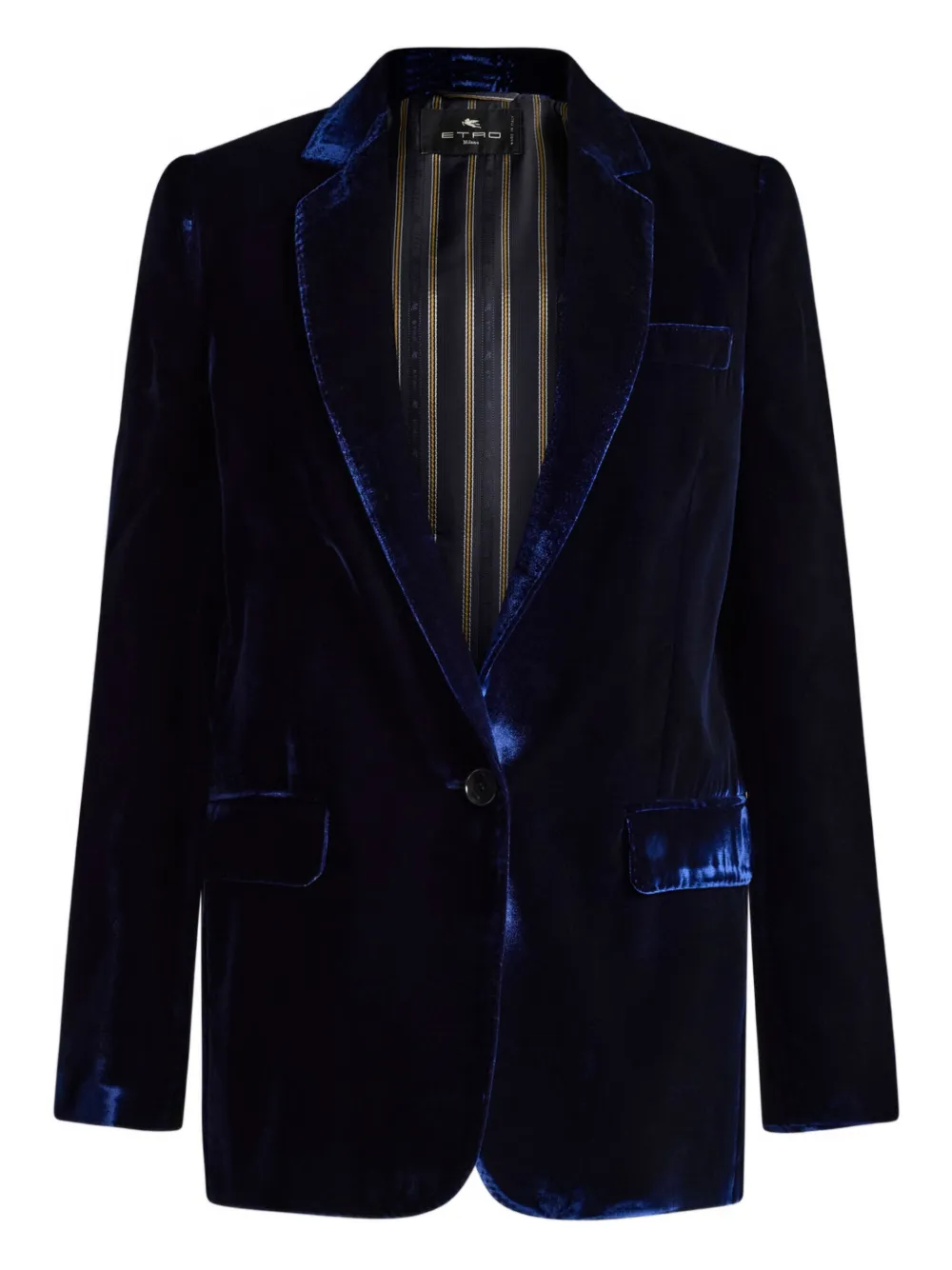 Etro Single-breasted Velvet Blazer In Blue