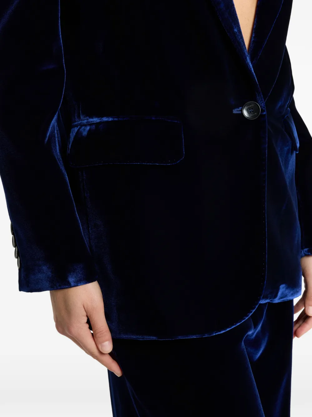 Etro Single-breasted Velvet Blazer In Blue