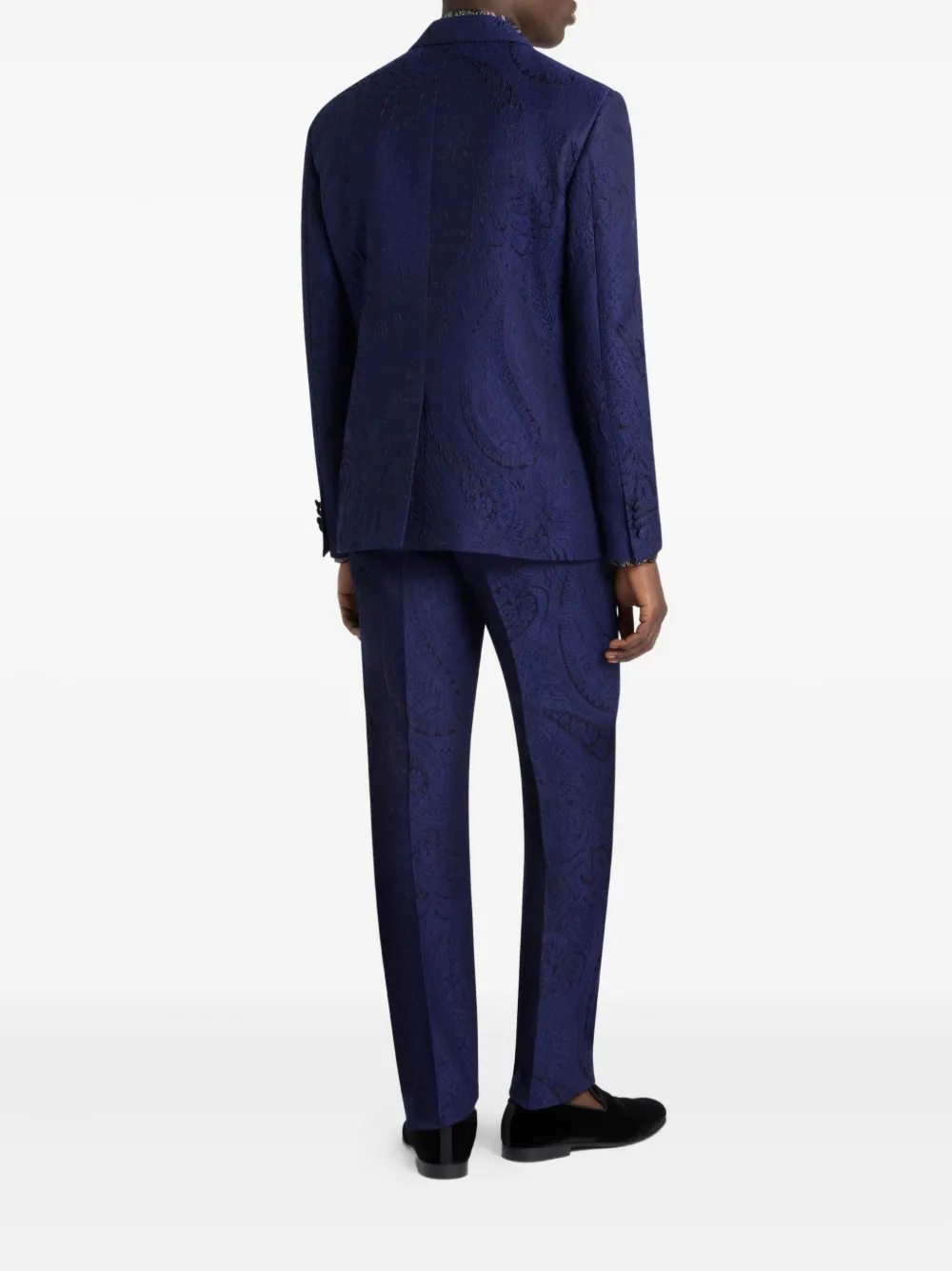 ETRO Jack met enkele rij knopen en jacquard Blauw