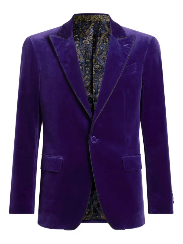 Etro Single-breasted Blazer with Contrast Lining in Purple