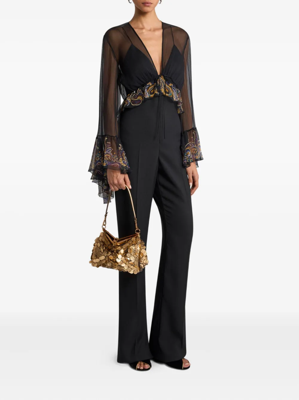 ETRO Jumpsuit met flared mouwen - Zwart
