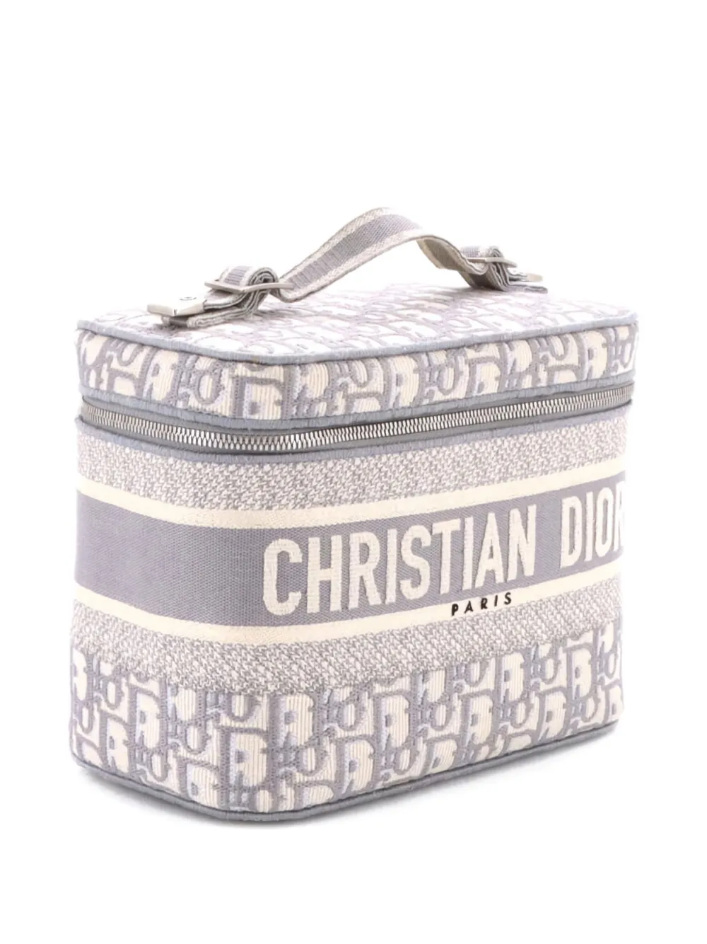 Pre-owned Dior Travel Vanity Case Oblique Canvas Pouch In Neutral