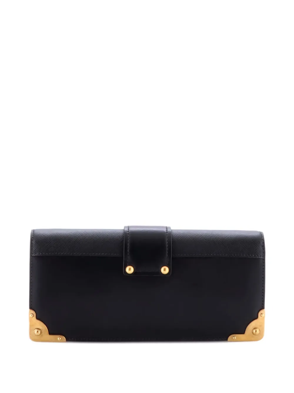 Pre-owned Prada Cahier Chain City Calf And Saffiano Clutch Bag In Black