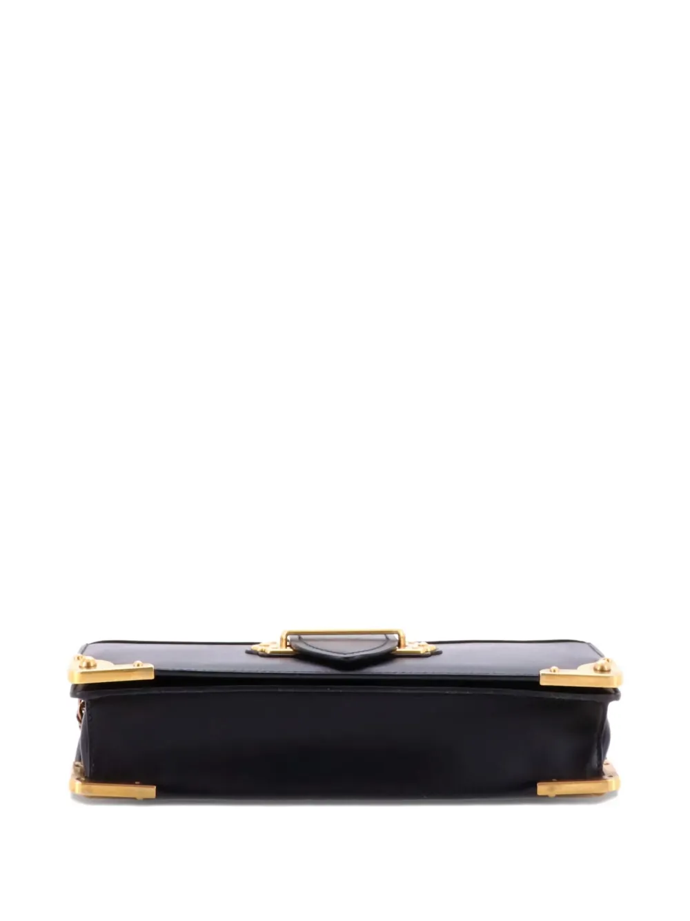 Pre-owned Prada Cahier Chain City Calf And Saffiano Clutch Bag In Black