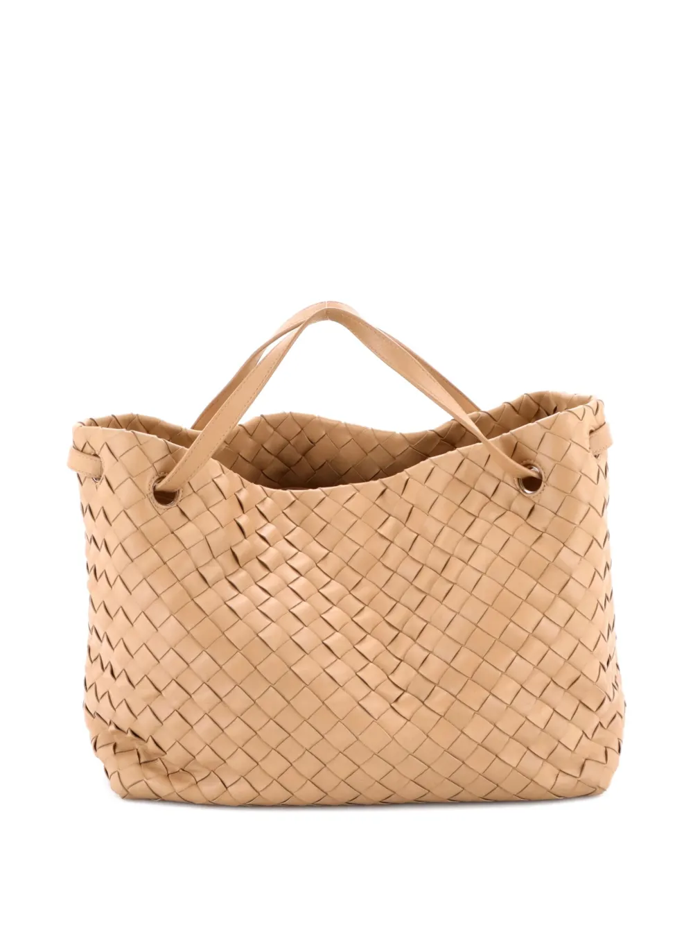 Pre-owned Bottega Veneta Garda Bag Intrecciato Nappa Medium Tote Bag In Neutral