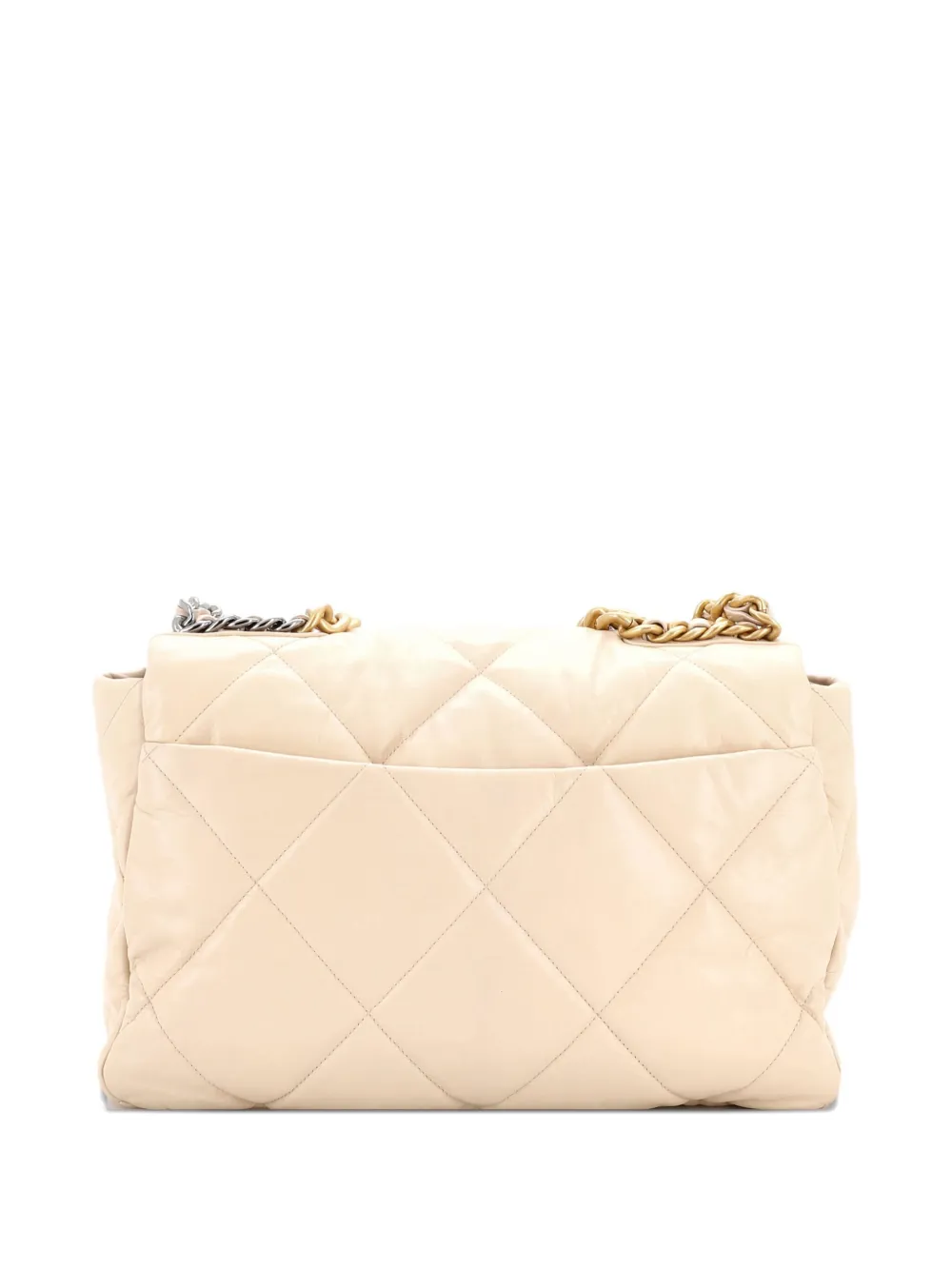Pre-owned Chanel 19 Flap Bag Quilted Leather Maxi Crossbody Bag In Neutral