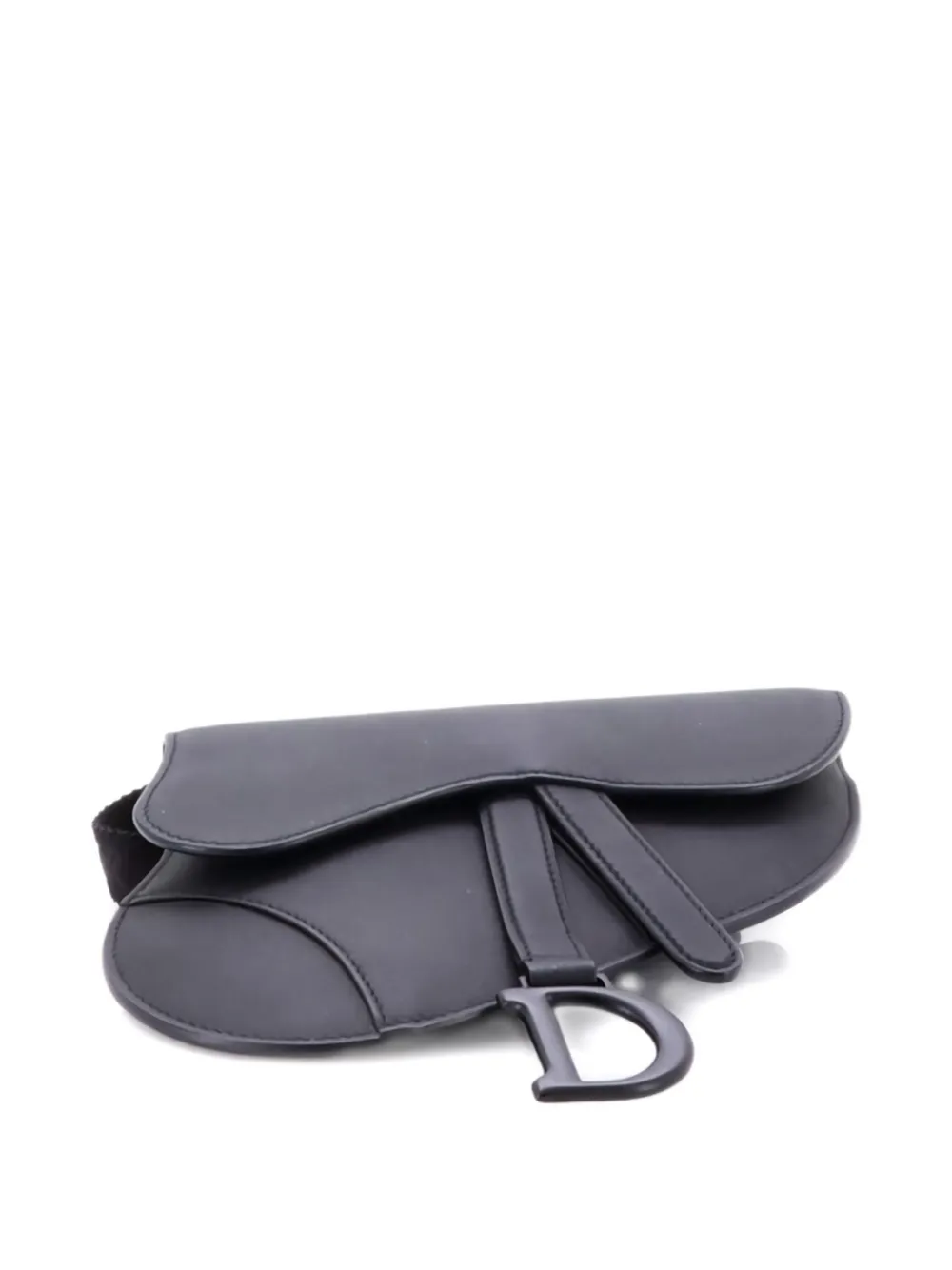 Pre-owned Dior Ultra Matte Saddle Leather Belt Bag In Black