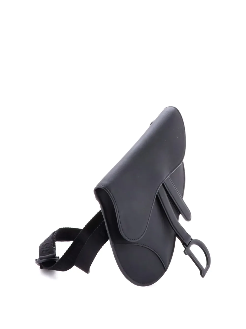 Pre-owned Dior Ultra Matte Saddle Leather Belt Bag In Black